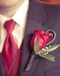 wedding photo - Red Rose Boutonniere 