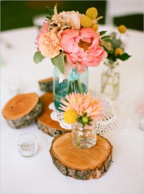 wedding photo - Small Floral Arrangements   Mason Jars 