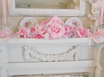 wedding photo - Victorian Pink Princess Rose Swag Table Centerpiece Bridal Wedding Shabby Chic White French Farmhouse Marie Antoinette Victorian Floral SCT