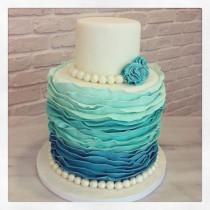 wedding photo - Hérissé de gâteau de mariage de turquoise Ombre