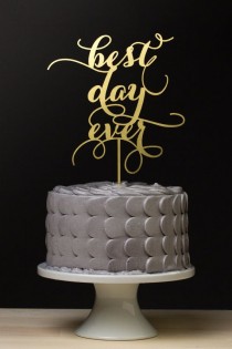 wedding photo - Bester Day Ever Wedding Cake Topper - Gold