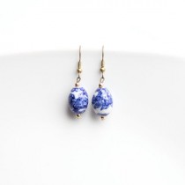 wedding photo - Blue And White Oriental Earrings
