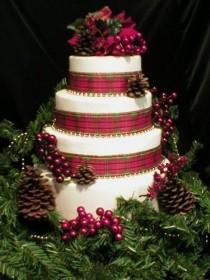 wedding photo - Tartan hiver de gâteau de mariage