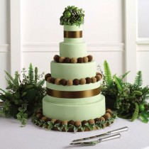 wedding photo - Mint And Bronze Wedding Cake 