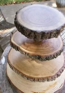 wedding photo - 3 Tier Tree Slice Large Cupcake Stand