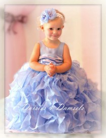 wedding photo - Periwinkle Blue Flower Girls Dress, With Ruffles, Baby, Toddlers Girls Sizes