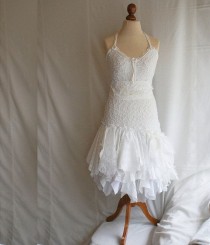 wedding photo - Fairy Wedding Dress Upcycled Clothing Tattered Romantic Dress Upcycled Woman's Clothing Shabby Chic Funky Eco Style Made To Order