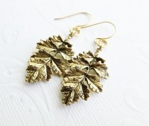 wedding photo - Gold Leaf Earrings