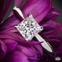 wedding photo - 14k White Gold 4 Prong Solitaire Engagement Ring For Princess