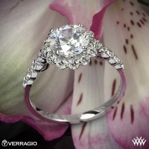 wedding photo - 18k White Gold Verragio Round Halo Diamond Engagement Ring