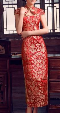 wedding photo - Китайское Платье, Мужчины Китайский Платье, Красный Cheongsam, Красный Qipao, Китайский Qipao