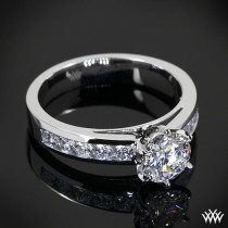wedding photo - 18k White Gold "Cathedral Channel-Set" Diamond Engagement Ring