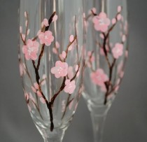 wedding photo - Flûtes Cherry Blossom peints