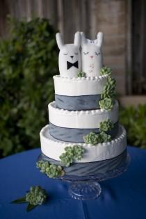 wedding photo - Индивидуальные Свадебный Торт Топпер - Банни Пару - Животное Торт Топпер