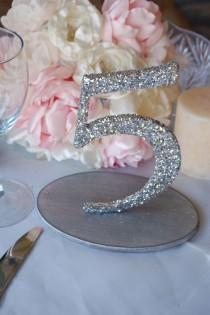 wedding photo - Glitter Nombres de Tableau de mariage - argent / or 1-10