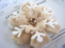 wedding photo - FELTED SNOWFLAKE BROOCH Pin Felt Flower Wedding Favors Bridal Shower Party Favors Gift Bagged Winter Holiday Christmas