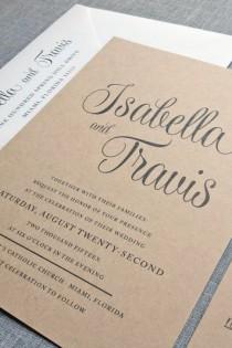 wedding photo - NEW Isabella Script Recycled Kraft Wedding Invitation Sample