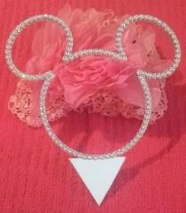wedding photo - Disney Inspiré anniversaire de mariage strass cristal gâteau Topper Mickey Mouse