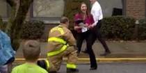 wedding photo - School Counselor Gets Sweet Surprise During Fire Drill