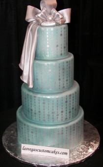 wedding photo - Pale Teal With Silver Accents And Bow 