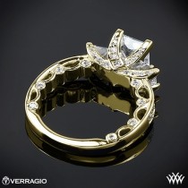 wedding photo - 18-каратное Желтое Золото Verragio Шва-Комплект принцесса 3 Камня Обручальное Кольцо