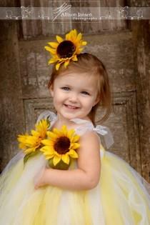 wedding photo - Flower Girl --yellow Sunflowers 