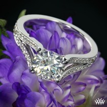 wedding photo - 18k White Gold "Katie Pave" Diamond Engagement Ring