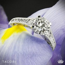 wedding photo - تخرج البلاتين Tacori عكس الهلال الماس خاتم الخطوبة