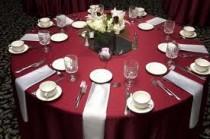 wedding photo - Maroon & Silver Wedding Table Setting 