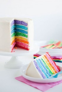 wedding photo - White Wedding Cake With Rainbow Layers