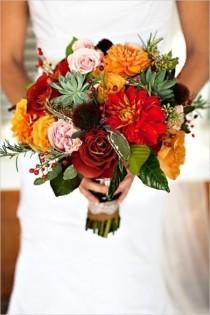 wedding photo - Automne Bouquet avec Succulentes