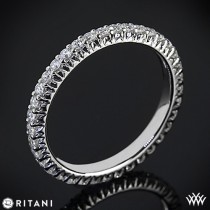 wedding photo - 18k White Gold Ritani Stack Full Eternity Diamond Right Hand Ring