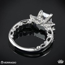 wedding photo - 18k White Gold Verragio Bead-Set Princess 3 Stone Engagement Ring