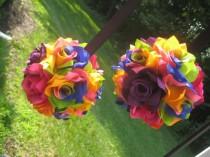 wedding photo - Rainbow Flower Girl Pomander