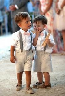 wedding photo - Adorable Ring Bearers In Loafers, Suspenders, And Bow Ties