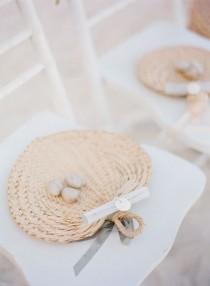 wedding photo - Love These Beach Wedding Raffia Fans! 