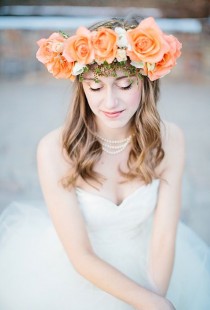 wedding photo - Ein Pfirsich Und Blush Rose Blume Crown