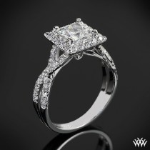 wedding photo - 18k White Gold Verragio Square Halo Diamond Engagement Ring