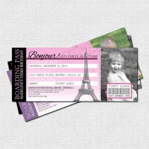 wedding photo - PARIS PARTY INVITATIONS Boarding Pass Birthday Tickets - (print Your Own) Personalized Printable