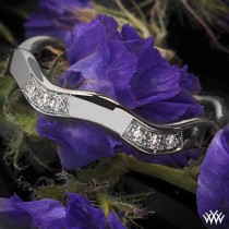wedding photo - 18k White Gold Ritani Stack Wave Diamond Right Hand Ring