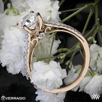 wedding photo - 20k Розовое Золото Verragio Двойной Проложить алмазное Обручальное Кольцо