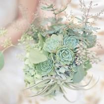 wedding photo - Succulent vert Bouquet de mariage.
