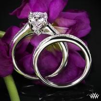 wedding photo - Or blanc 18 "Scarlet" bague de fiançailles de diamant et bague de mariage