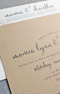 wedding photo - Monica Calligraphy Script Recycled Kraft Wedding Save The Date Sample