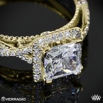 wedding photo - 14k Yellow Gold Verragio Princess Halo Diamond Engagement Ring