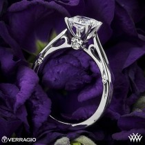 wedding photo - Platinum Verragio 4 Prong Принцесса Пасьянс Обручальное Кольцо