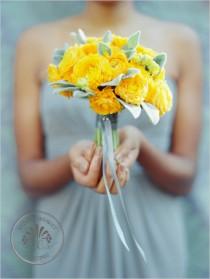 wedding photo - Ranunculus jaune bouquet de mariage