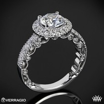 wedding photo - Platinum Verragio double rangée pavé de diamants bague de fiançailles