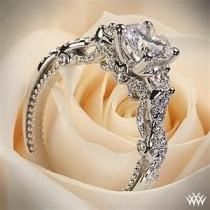 wedding photo - 18-каратное белое золото Verragio плетеные 3 камня обручальное кольцо