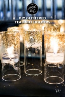 wedding photo - Art Deco-Inspired DIY Glittered Tealight Holders For Your Wedding Decor 